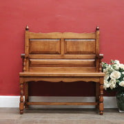 x SOLD Antique French Oak Hall Seat/Veranda Seat with Scalloped Detailing and Turned Legs. B12292